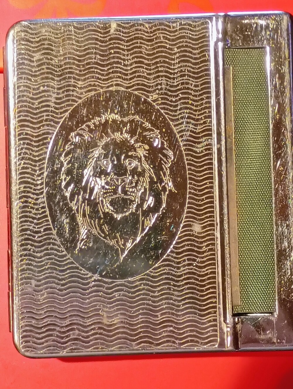 Vintage Metal Trinket Box With Lion Crest And We'll Win Texture